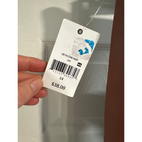 Ophelia Roe High Rise Straight Leg Faux Leather Brown Pants Women's Size 14 - Picture 4 of 9